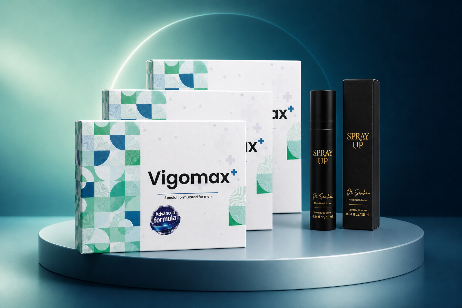 Pakej tiga kotak VIGOMAX+ bersama Spray Up RM199